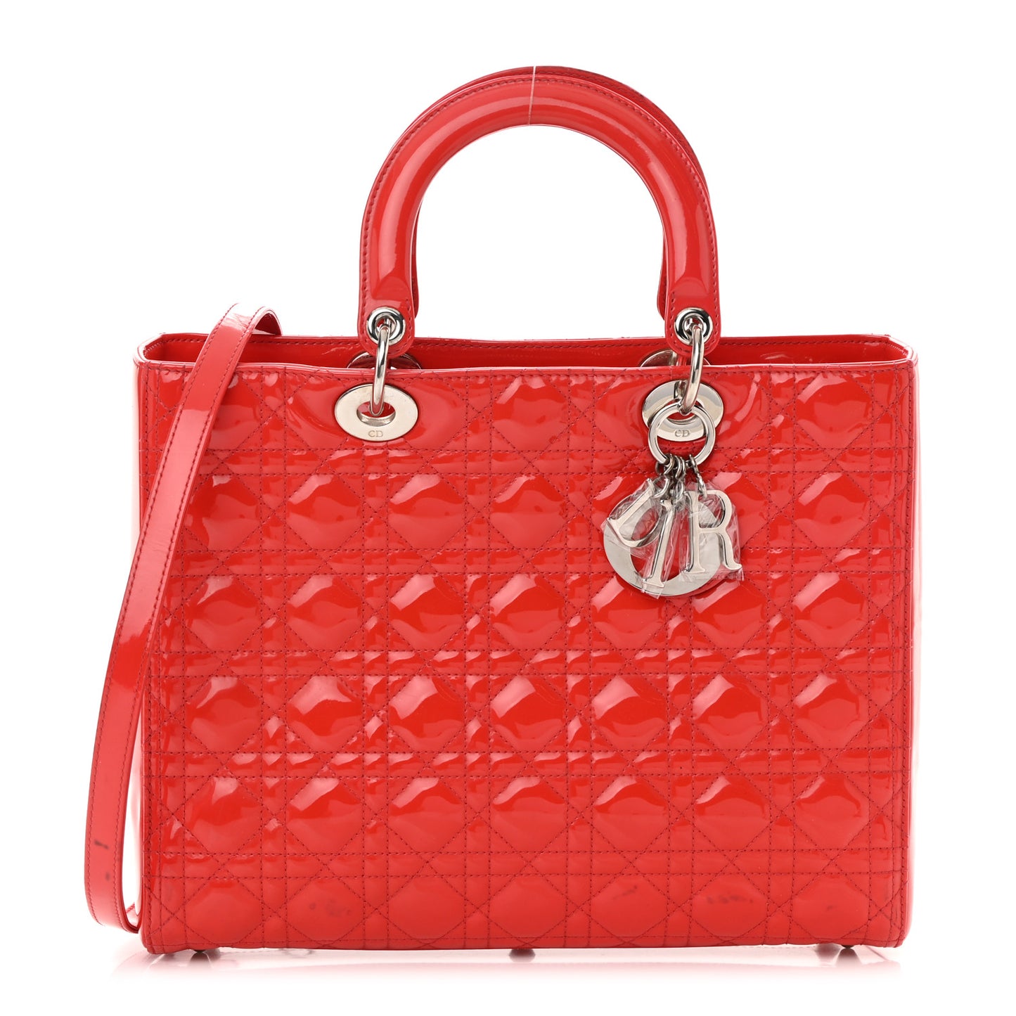 Patent Cannage Large Lady Dior Red