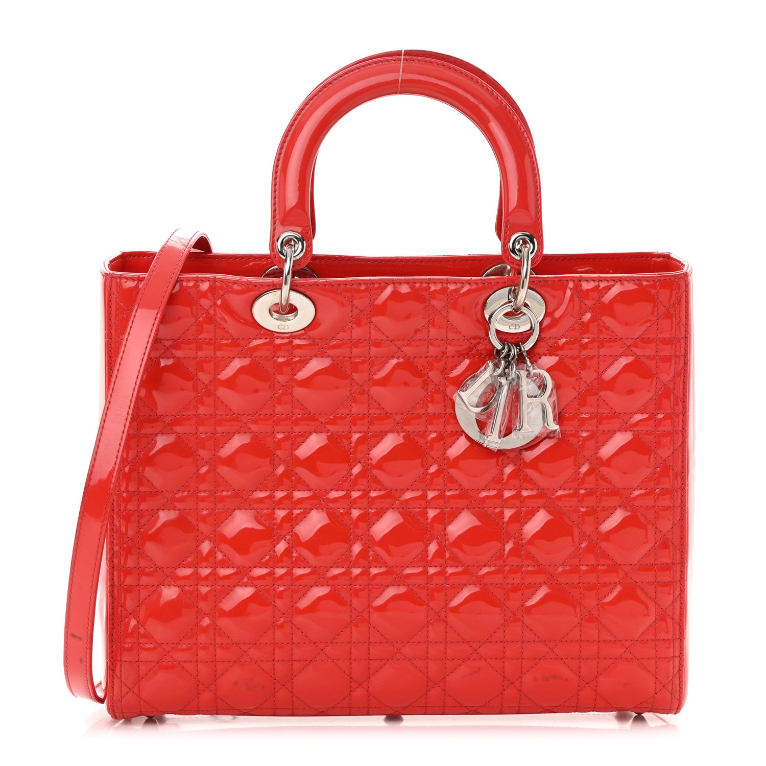Christian Dior Patent Cannage Large Lady Dior Red 1 of 19