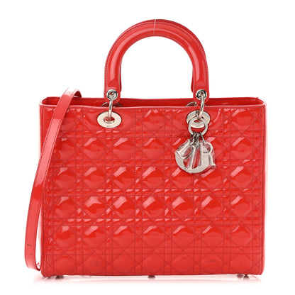 Christian Dior Patent Cannage Large Lady Dior Red 1 of 19