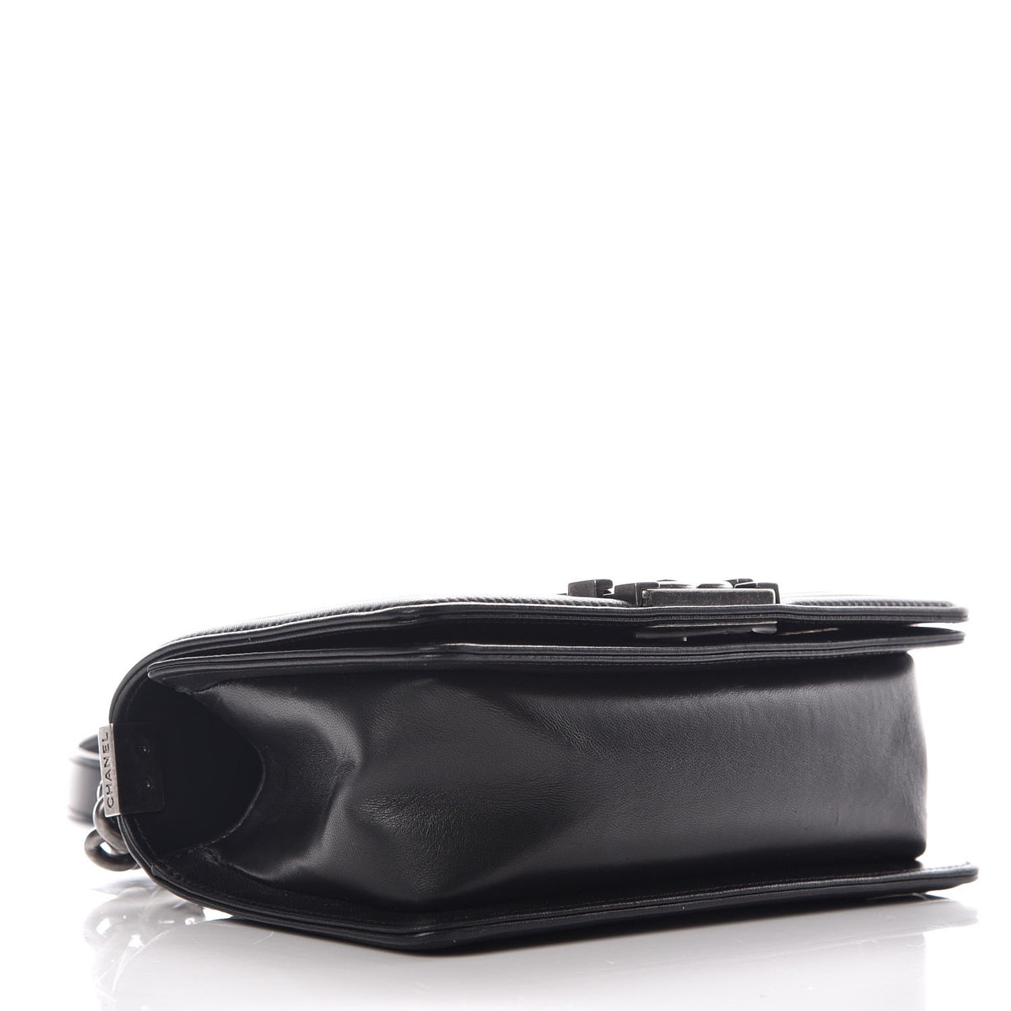 Lambskin Pleated Small Boy Flap Black