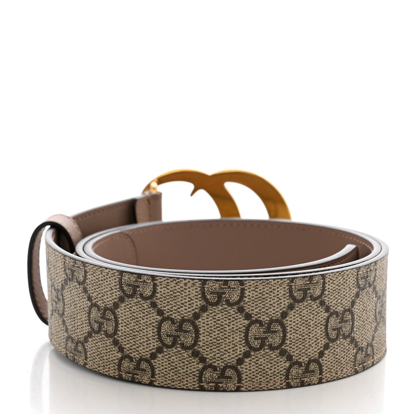 GG Supreme Monogram Matte Plutone Calfskin Double G 40mm Belt 90 36 Beige Ebony Porcelain Rose