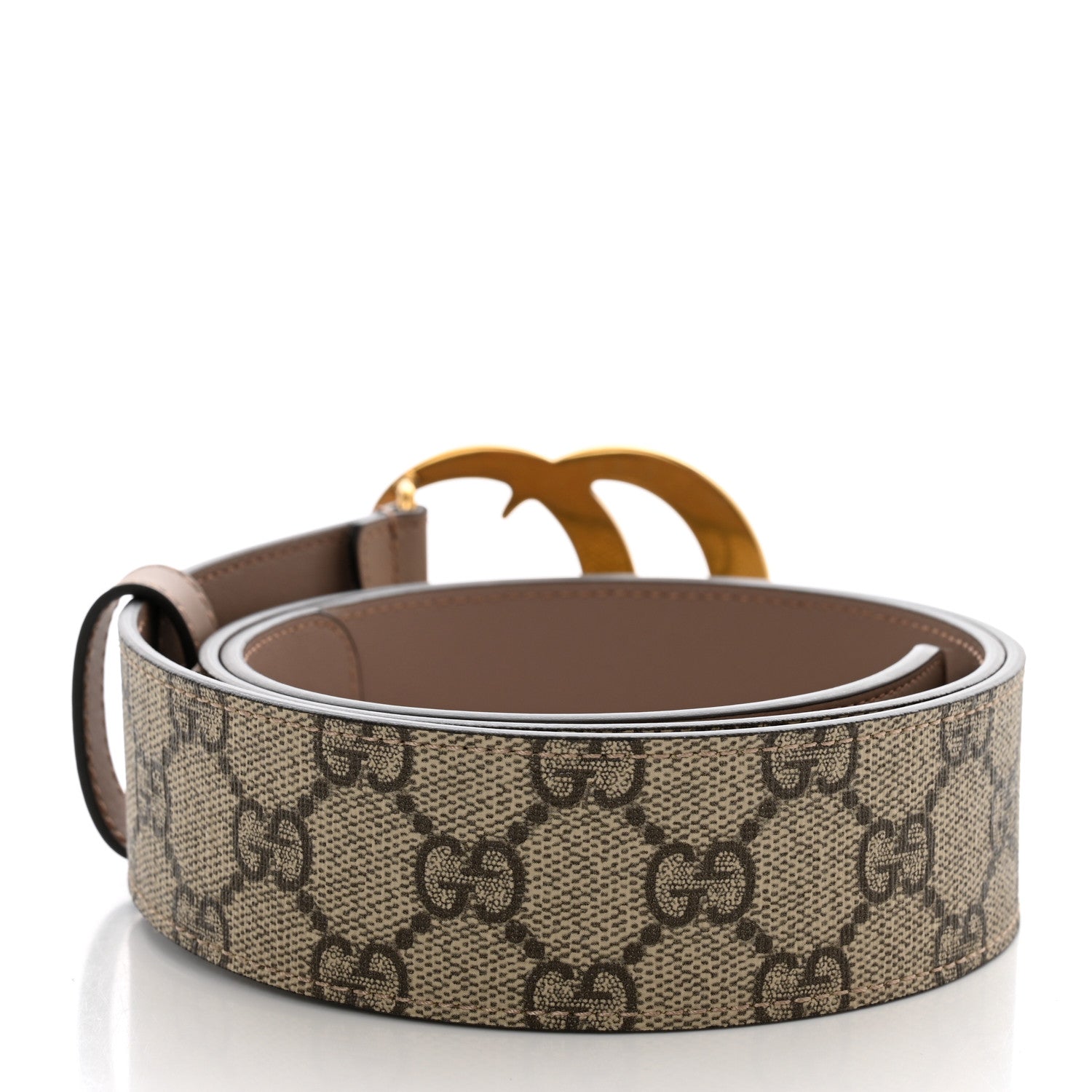 Gucci GG Supreme Monogram Matte Plutone Calfskin Double G 40mm Belt 90 36 Beige Ebony Porcelain Rose 2 of 5