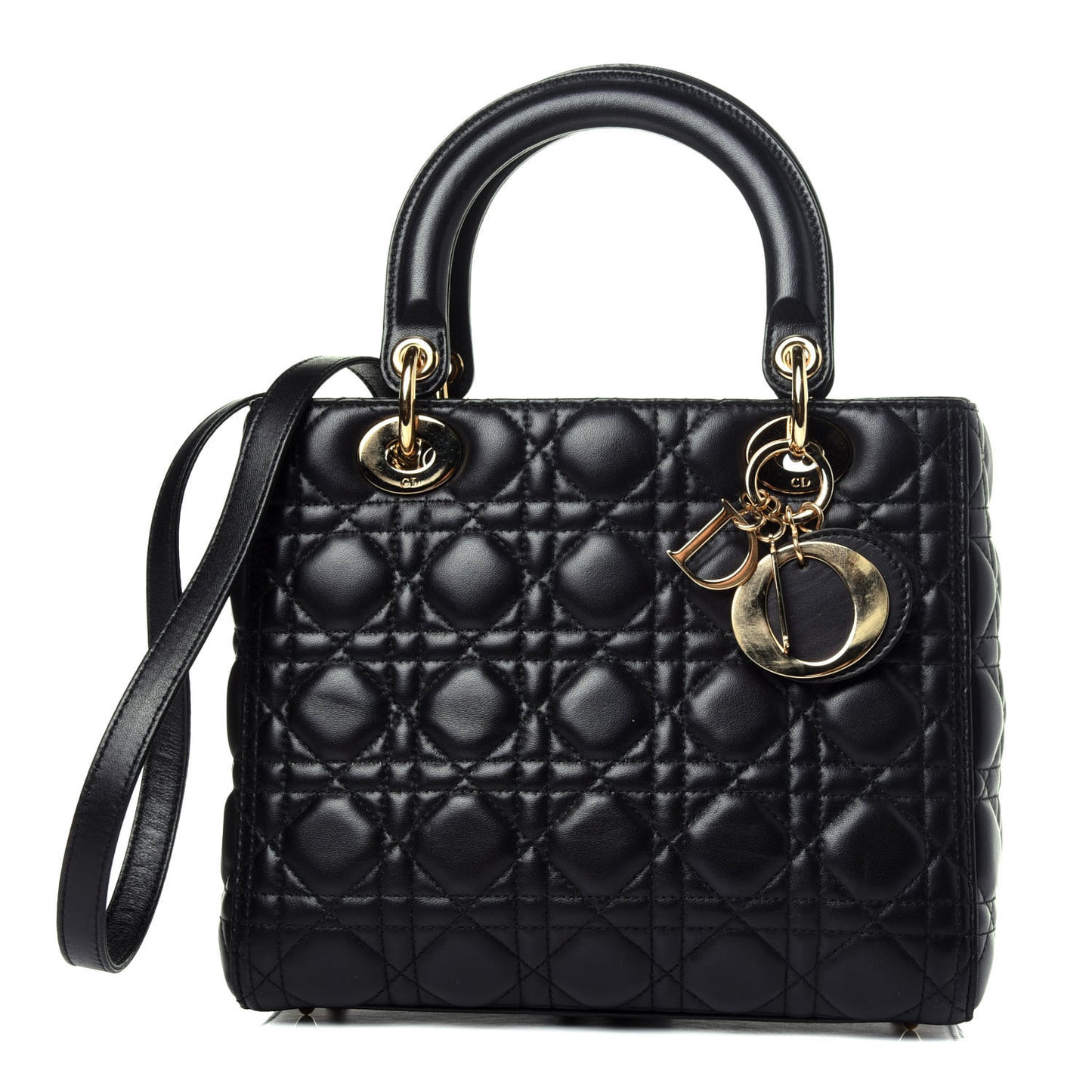 Lambskin Cannage Medium Lady Dior Black