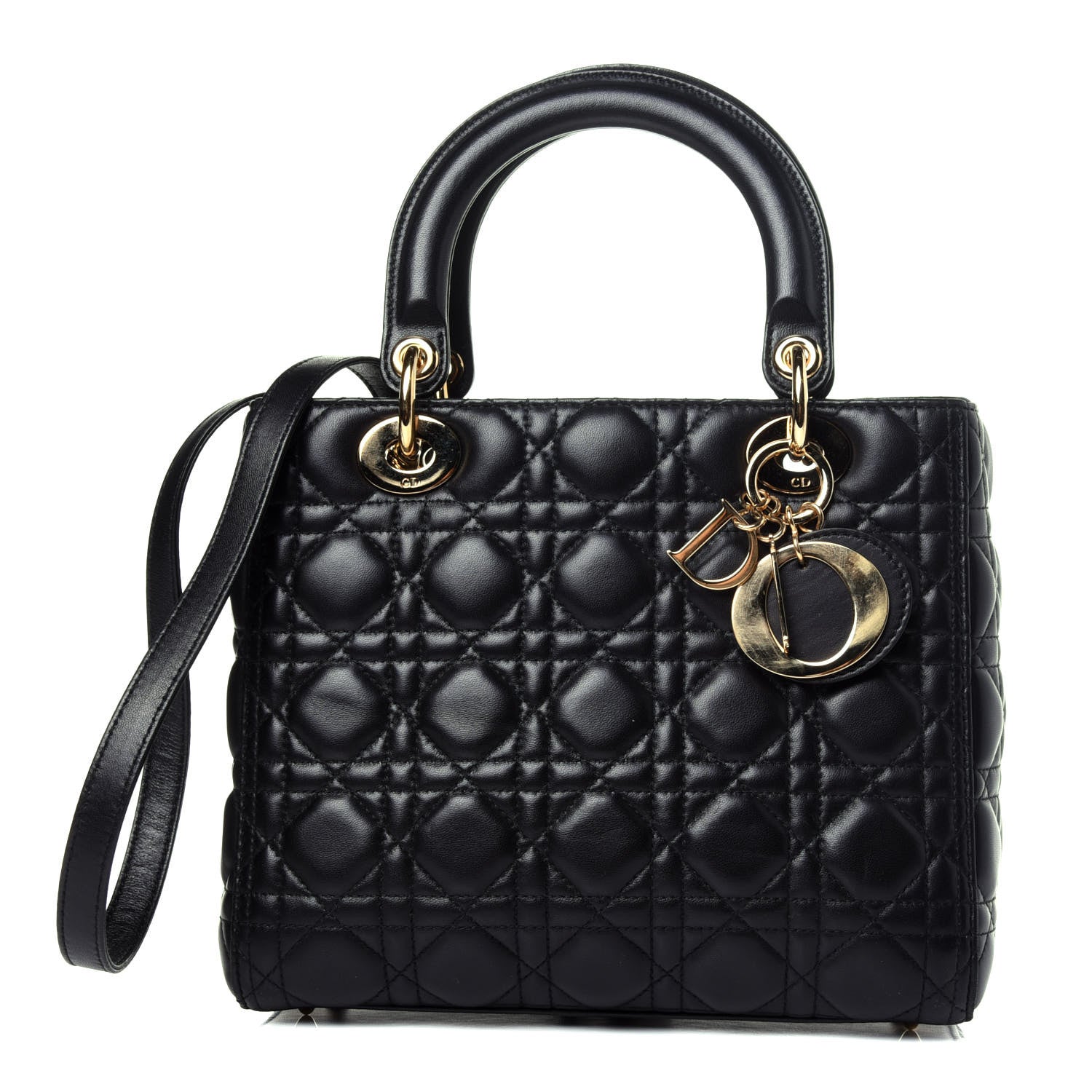 Christian Dior Lambskin Cannage Medium Lady Dior Black 1 of 12