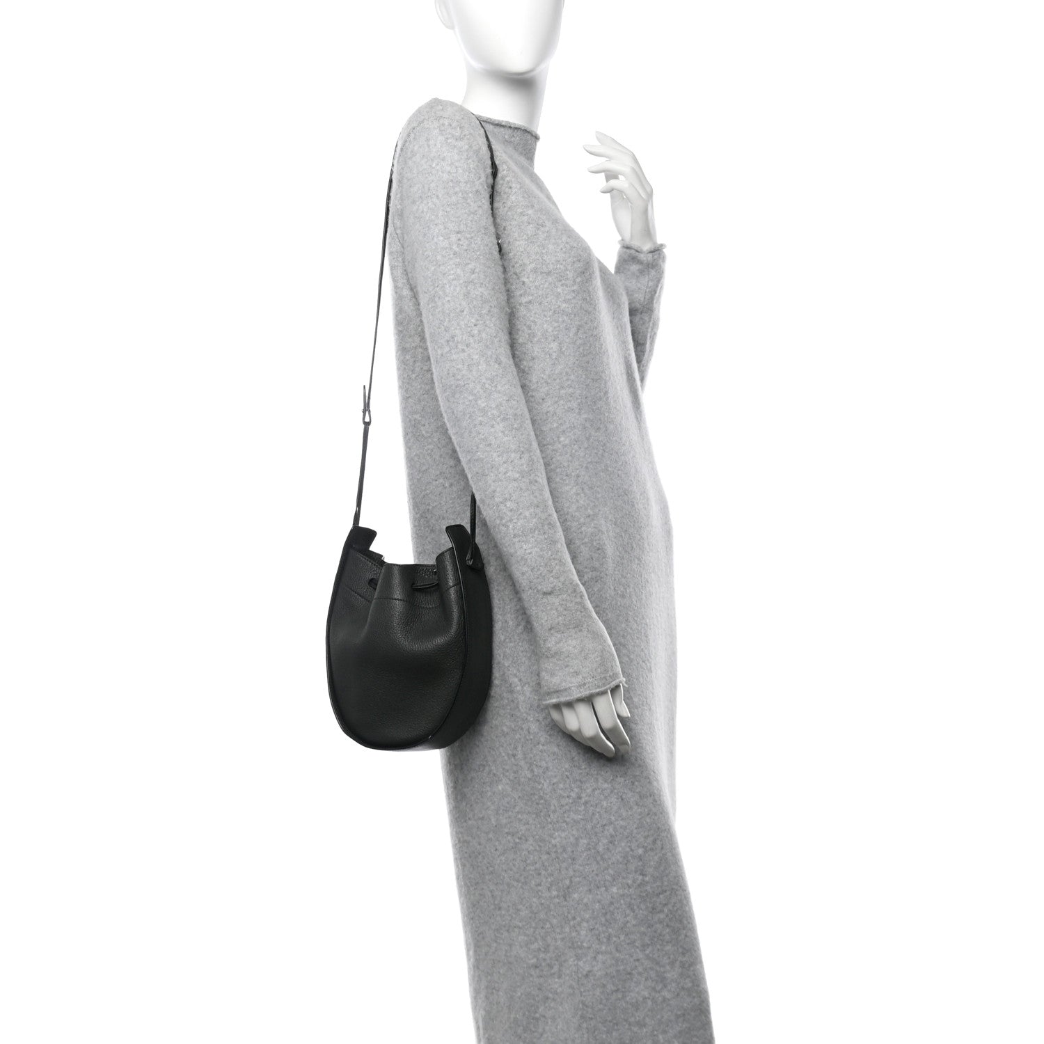 The Row Grained Calfskin Drawstring Pouch Grey 3 of 10