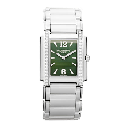 Patek Philippe Stainless Steel Diamond 25mm Twenty-4 Quartz Watch Olive Green 4910/1200A-011 1 of 5