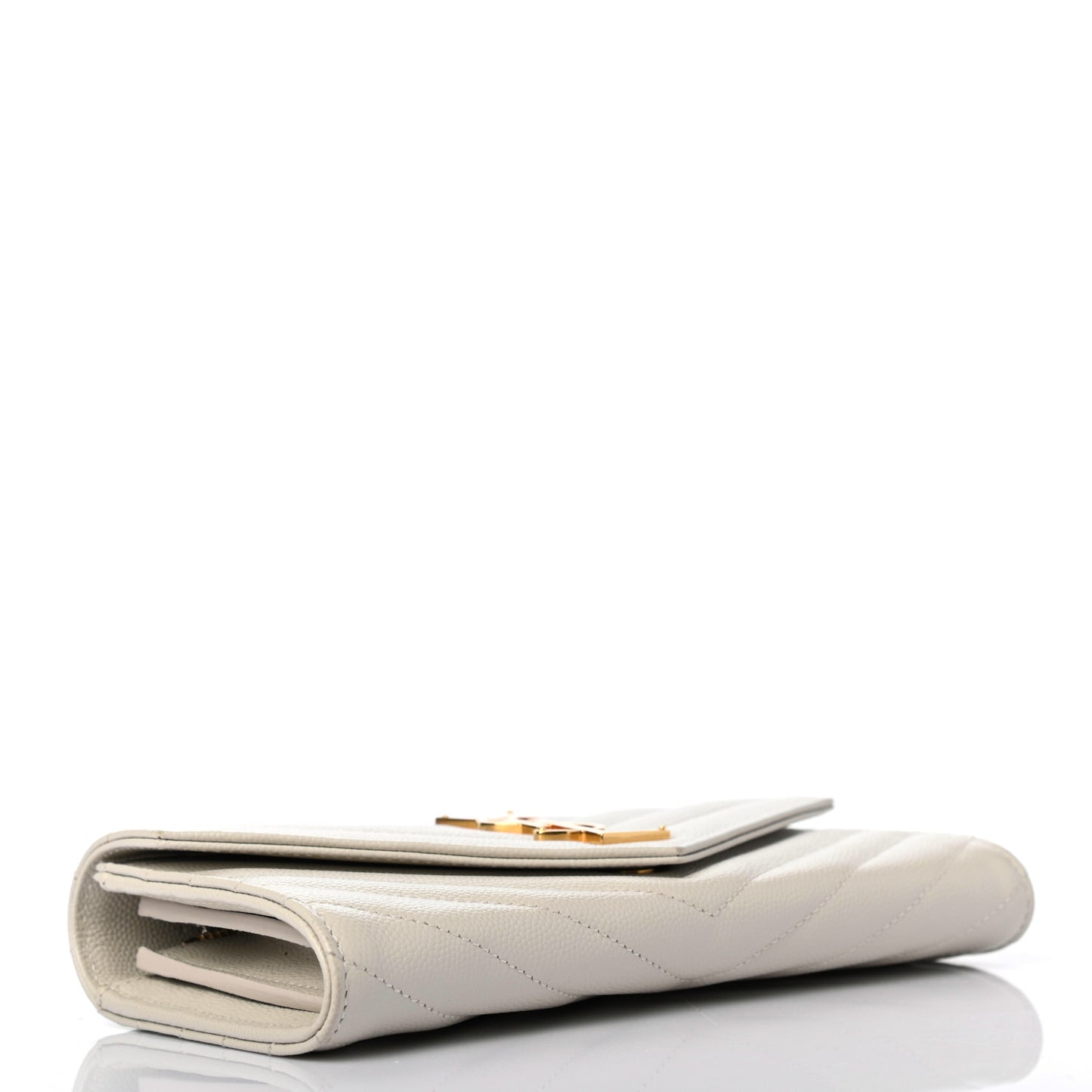 Grain De Poudre Matelasse Chevron Monogram Flap Wallet Crema Soft