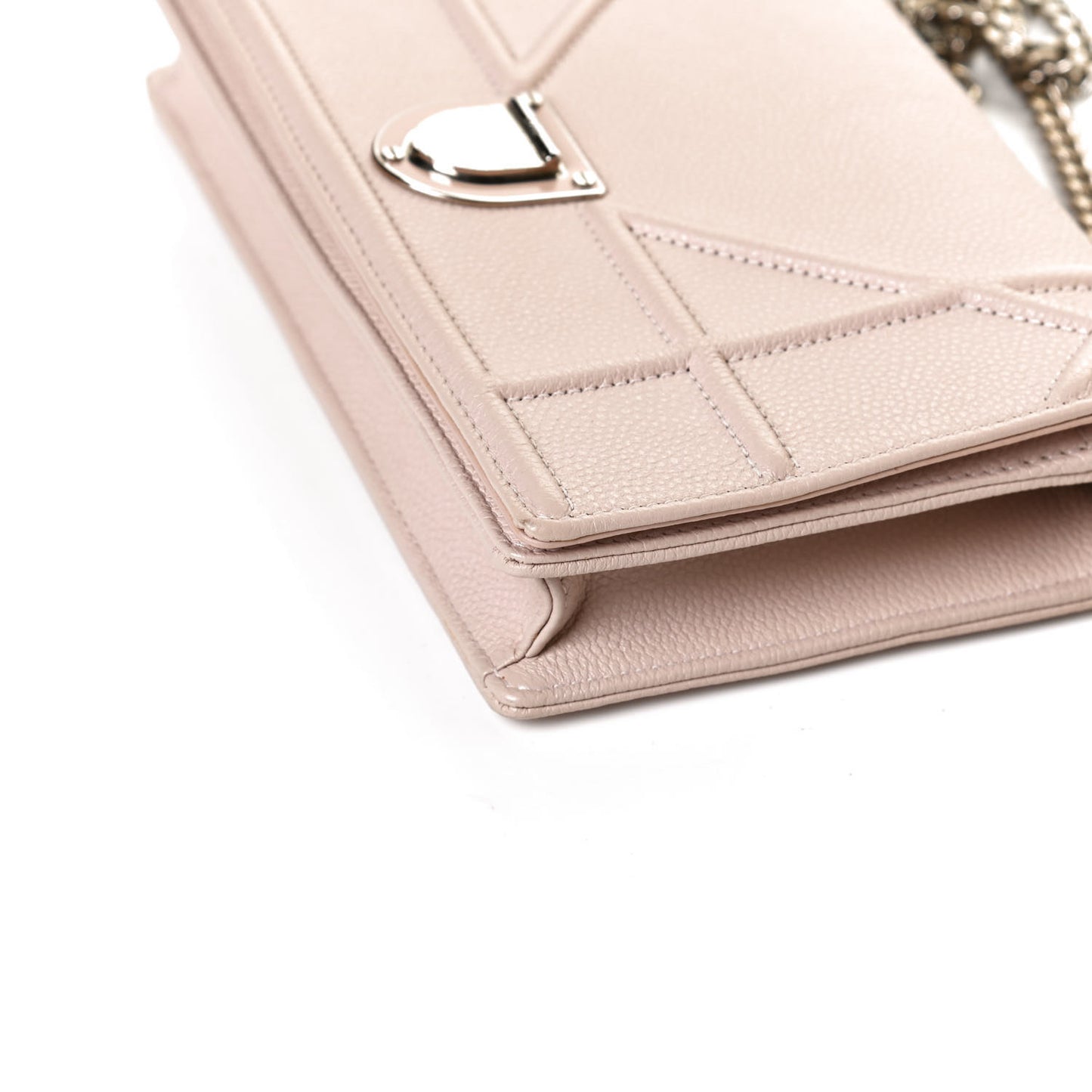 Grained Calfskin Diorama Wallet on Chain Pouch Rose Poudre