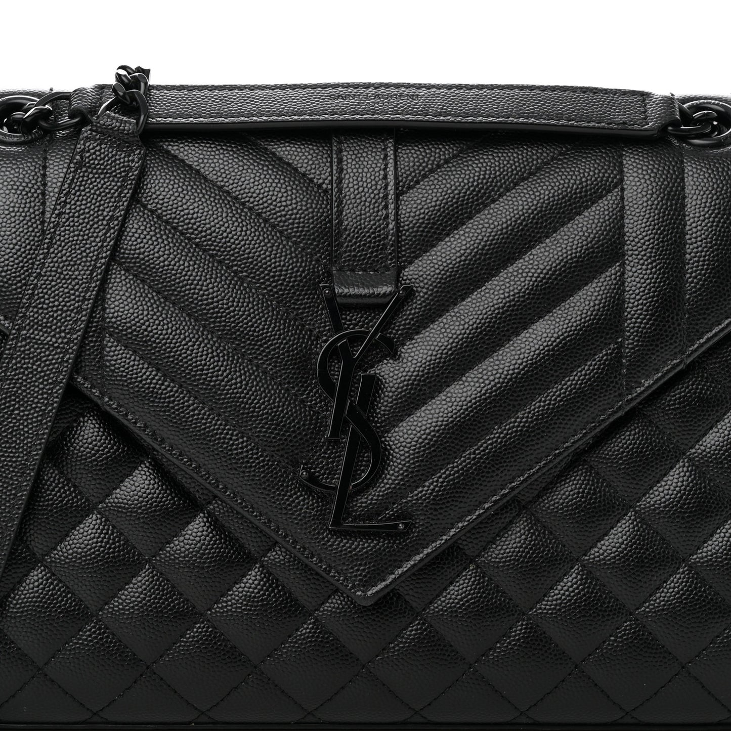 Grain De Poudre Textured Mixed Matelasse Triquilt Medium Monogram Monochrome Satchel Black