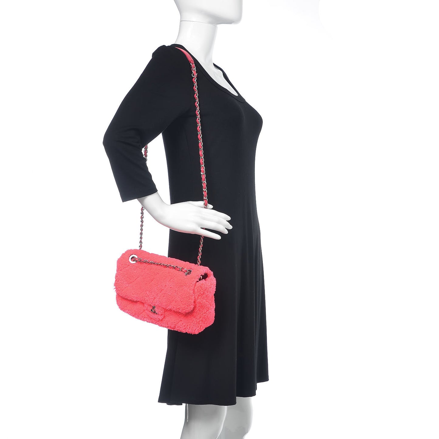 Lambskin Calfskin Mixed Fibers Quilted Medium Flap Pink