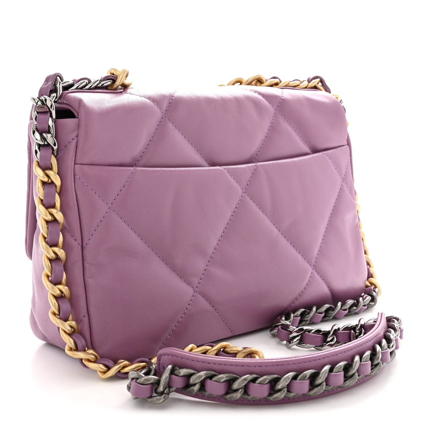 Chanel Goatskin Quilted Medium Chanel 19 Flap Violet Purple 3 of 10