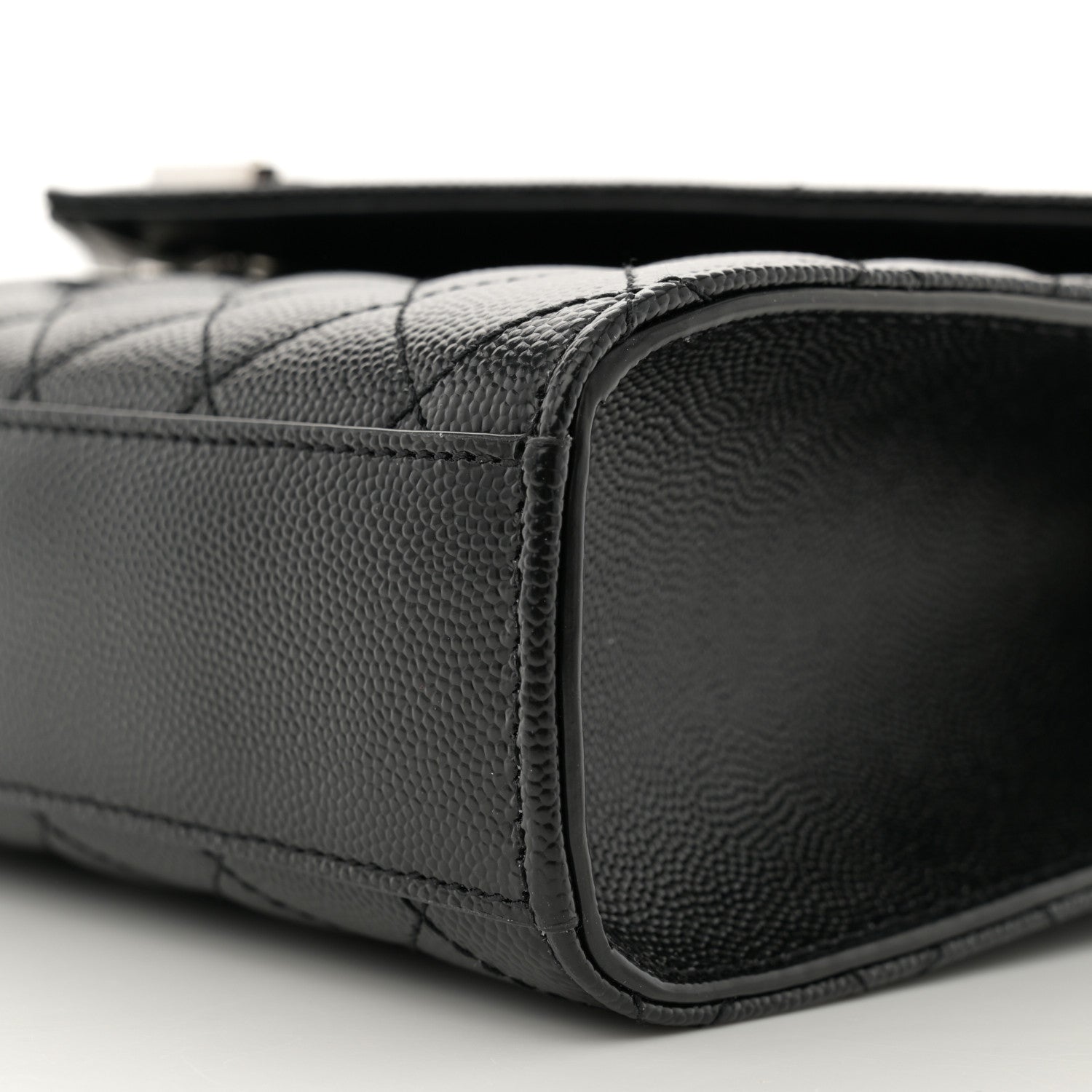 Saint Laurent Grain De Poudre Textured Mixed Matelasse Triquilt Medium Monogram Satchel Black 10 of 10