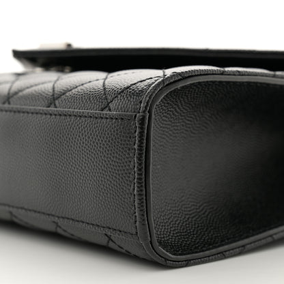 Saint Laurent Grain De Poudre Textured Mixed Matelasse Triquilt Medium Monogram Satchel Black 10 of 10