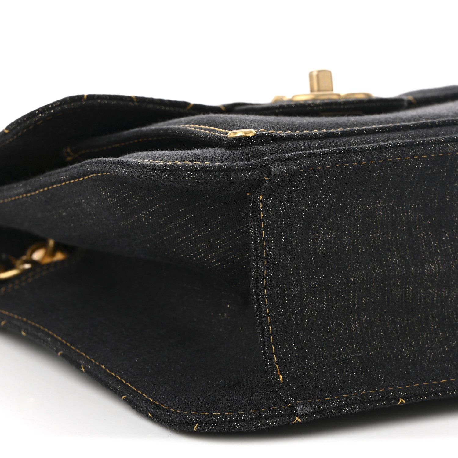 Chanel Denim Quilted Double You Mini Flap Black Golden 16 of 19