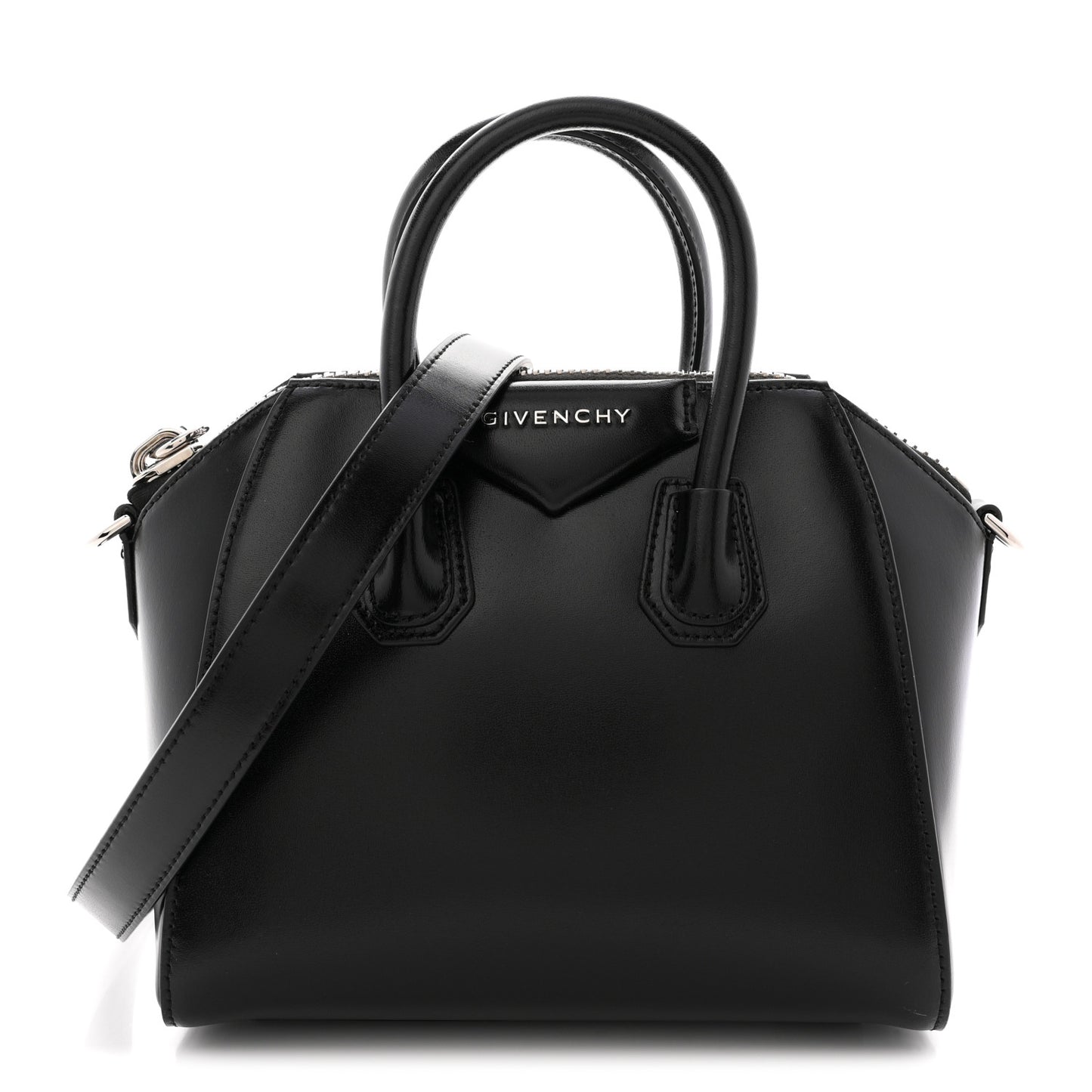 Shiny Lord Calfskin Mini Antigona Black