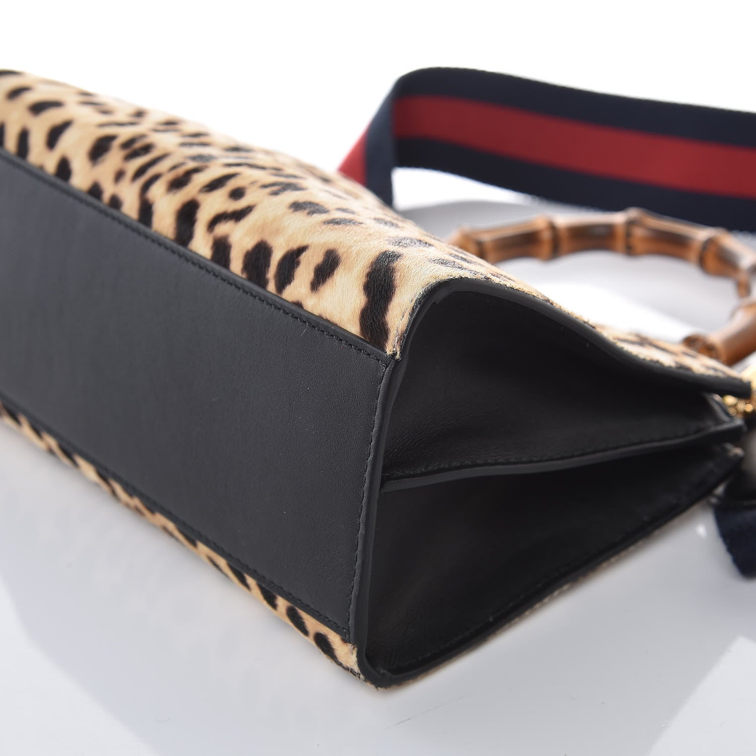 Gucci Calf Hair Bamboo Web Leopard Print Mini Nymphaea Top Handle Bag 10 of 11