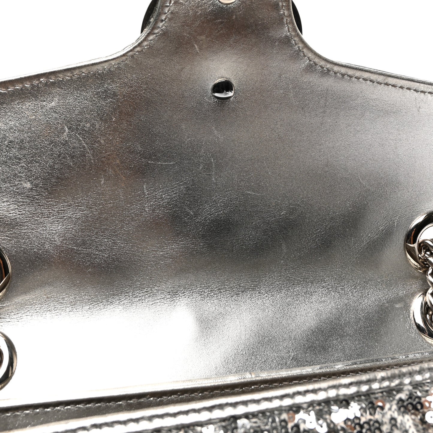 Sequin Matelasse Small GG Marmont Shoulder Bag Silver