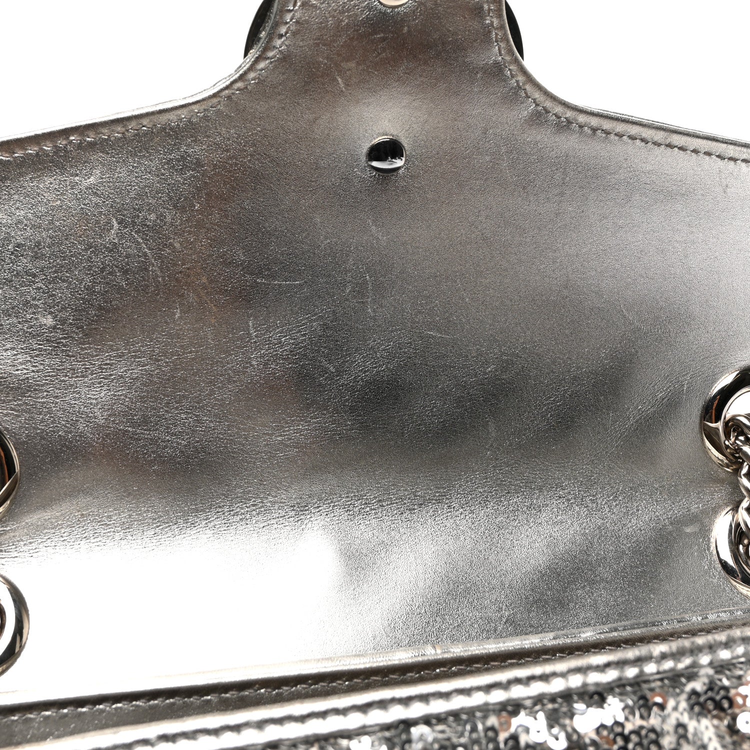 Gucci Sequin Matelasse Small GG Marmont Shoulder Bag Silver 14 of 15