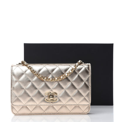 Chanel Metallic Lambskin Quilted Trendy CC Wallet On Chain WOC Gold 13 of 13