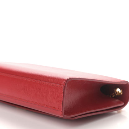 Saint Laurent Grain De Poudre Medium Monogram Kate Satchel Red 9 of 11