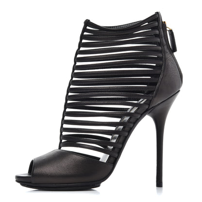 Gucci Saddle Soft Lux Peep Toe Caged High Heel Sandals 36.5 Black 1 of 16