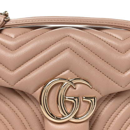 Gucci Lambskin Matelasse Medium GG Marmont Shoulder Bag Pink Beige 8 of 11