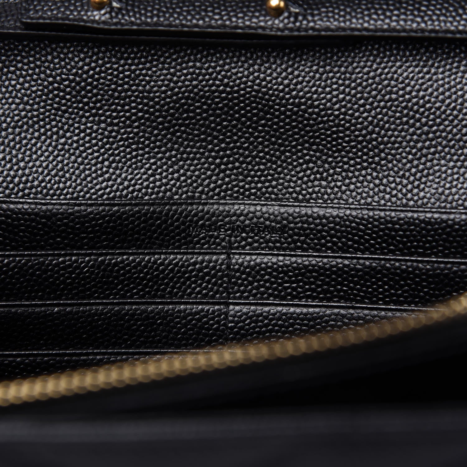 Saint Laurent Grain De Poudre Matelasse Chevron Monogram Chain Wallet Black 9 of 11