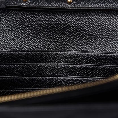 Saint Laurent Grain De Poudre Matelasse Chevron Monogram Chain Wallet Black 9 of 11