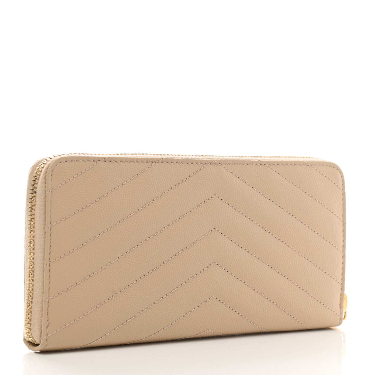 Grain De Poudre Matelasse Chevron Monogram Zip Around Wallet Nude