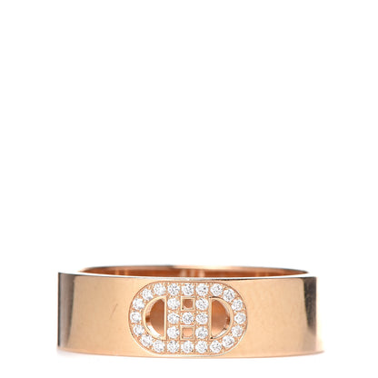 Hermes 18K Rose Gold Diamond PM H D'Ancre Ring 53 6.25 1 of 4