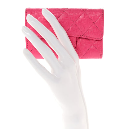 Chanel Caviar Quilted Flap Card Holder Wallet Pink 3 of 9