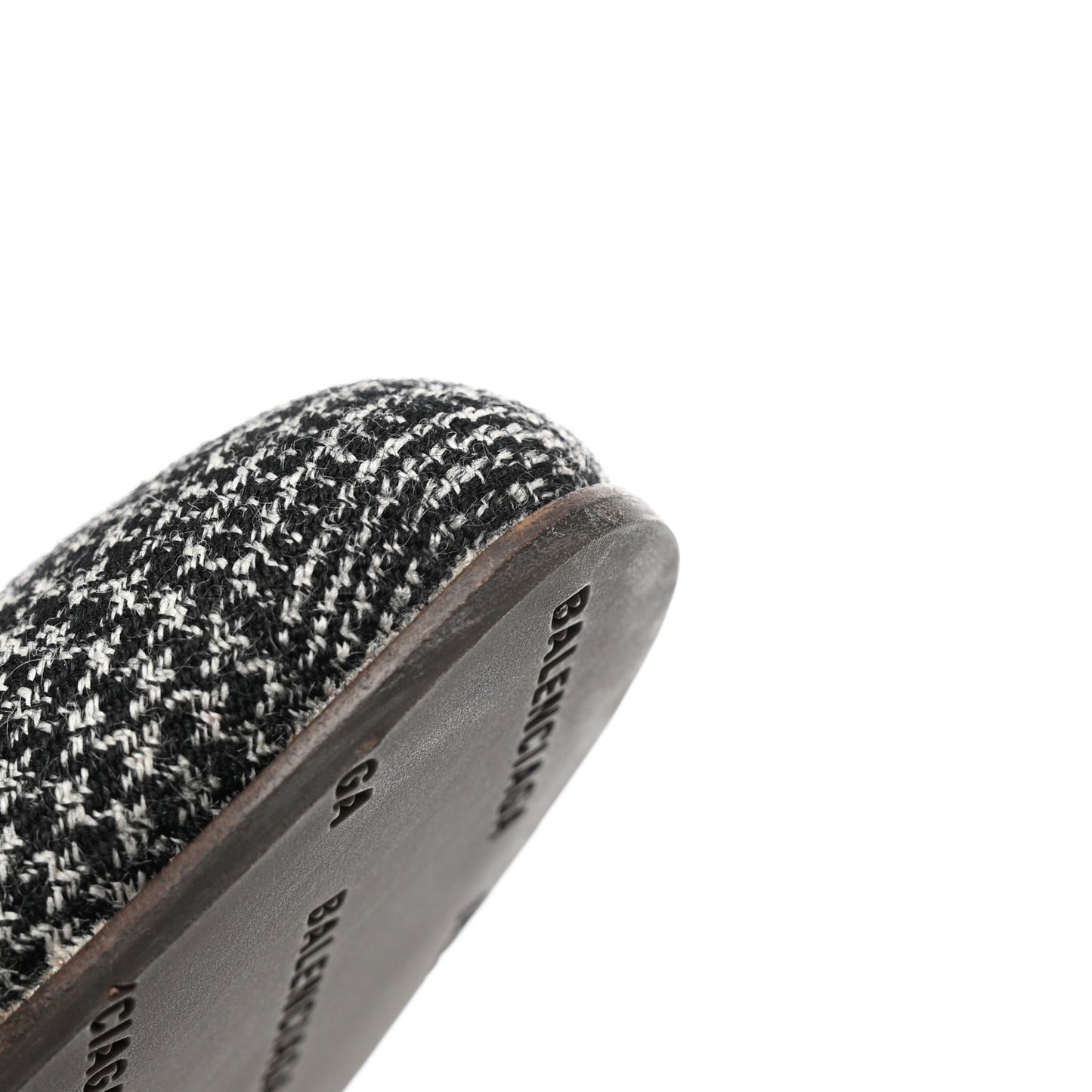 Wool Plaid Ankle Boots 40 Black White