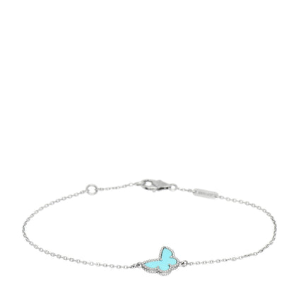 Van Cleef & Arpels 18K White Gold Turquoise Sweet Alhambra Butterfly Bracelet 1 of 5