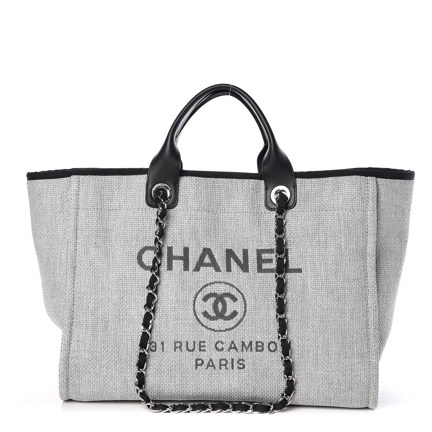 Chanel Woven Straw Raffia Large Deauville Tote Grey 1 of 9