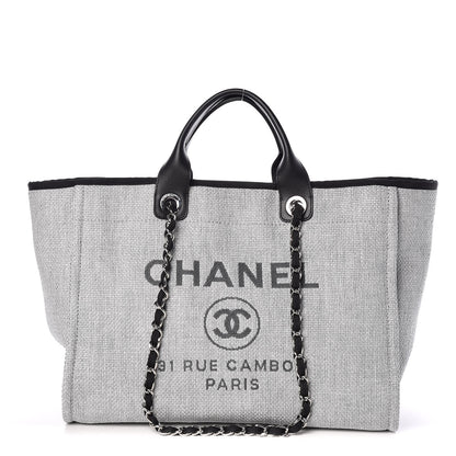 Chanel Woven Straw Raffia Large Deauville Tote Grey 1 of 9