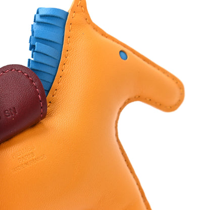Hermes Milo Lambskin Grigri Rodeo Horse Bag Charm GM Jaune D'Or Bleu Zanzibar Rouge H 4 of 5