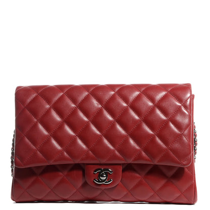 Chanel Lambskin Quilted Clutch With Chain Flap Red 1 of 8