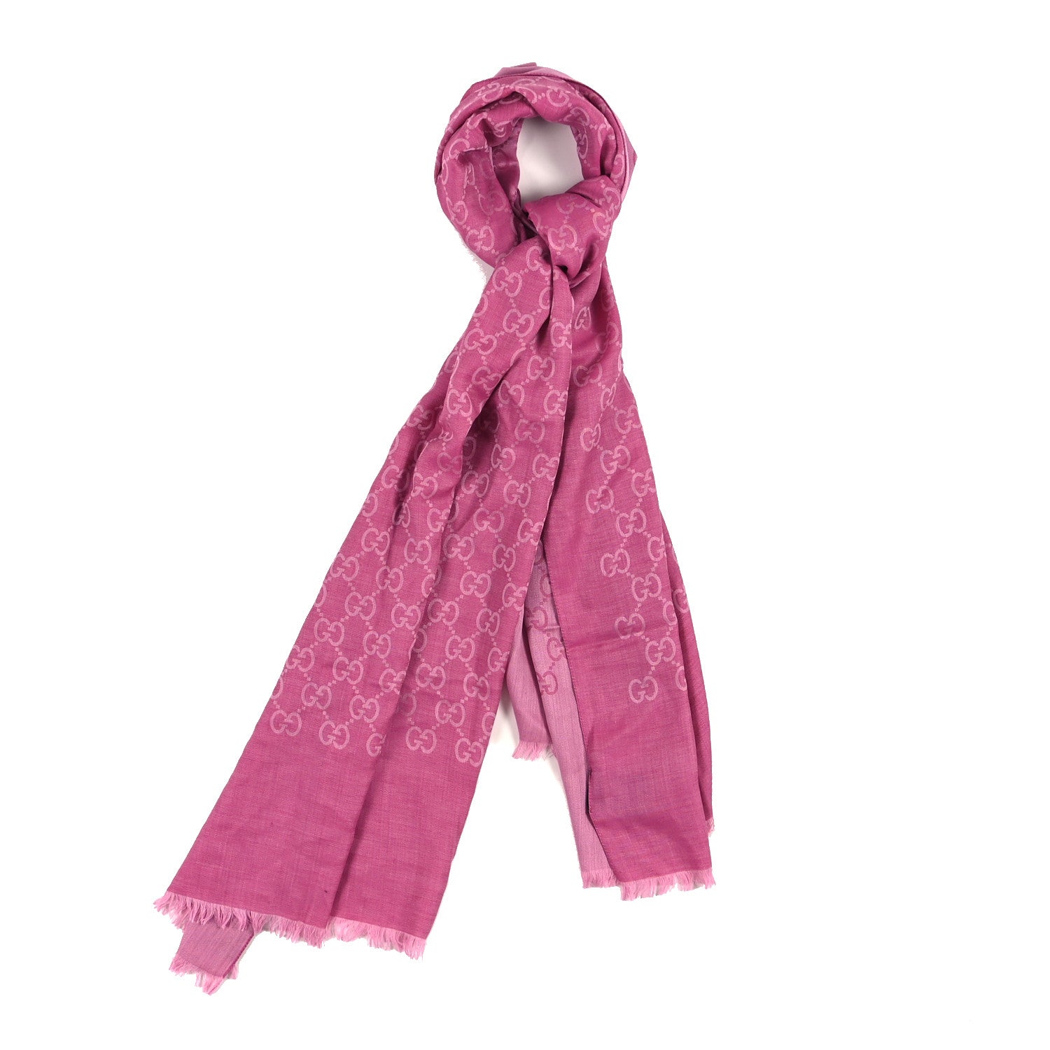 Gucci Wool Silk GG Monogram GGNat Scarf Roseate 1 of 3