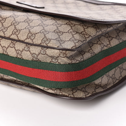 Gucci GG Plus Monogram Web Large Flap Messenger Bag Beige Dark Brown 9 of 10