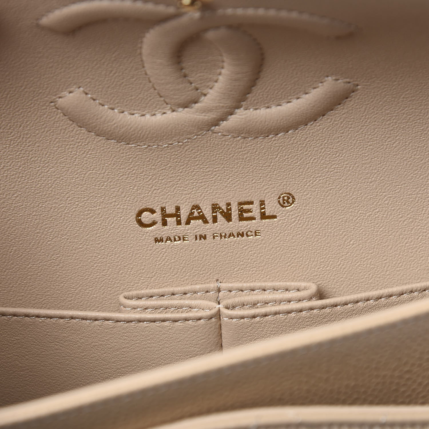 Chanel Caviar Quilted Medium Double Flap Light Beige 5 of 10