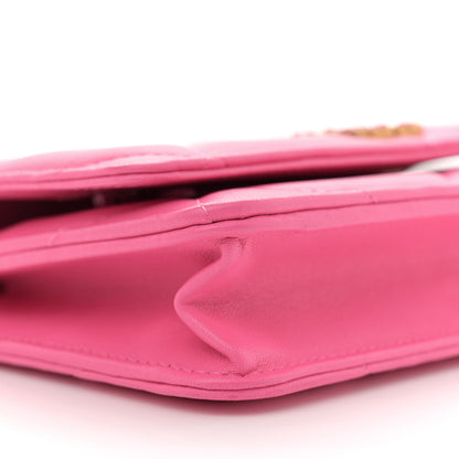 Chanel Lambskin Quilted Chanel 19 Wallet On Chain WOC Dark Pink 9 of 10