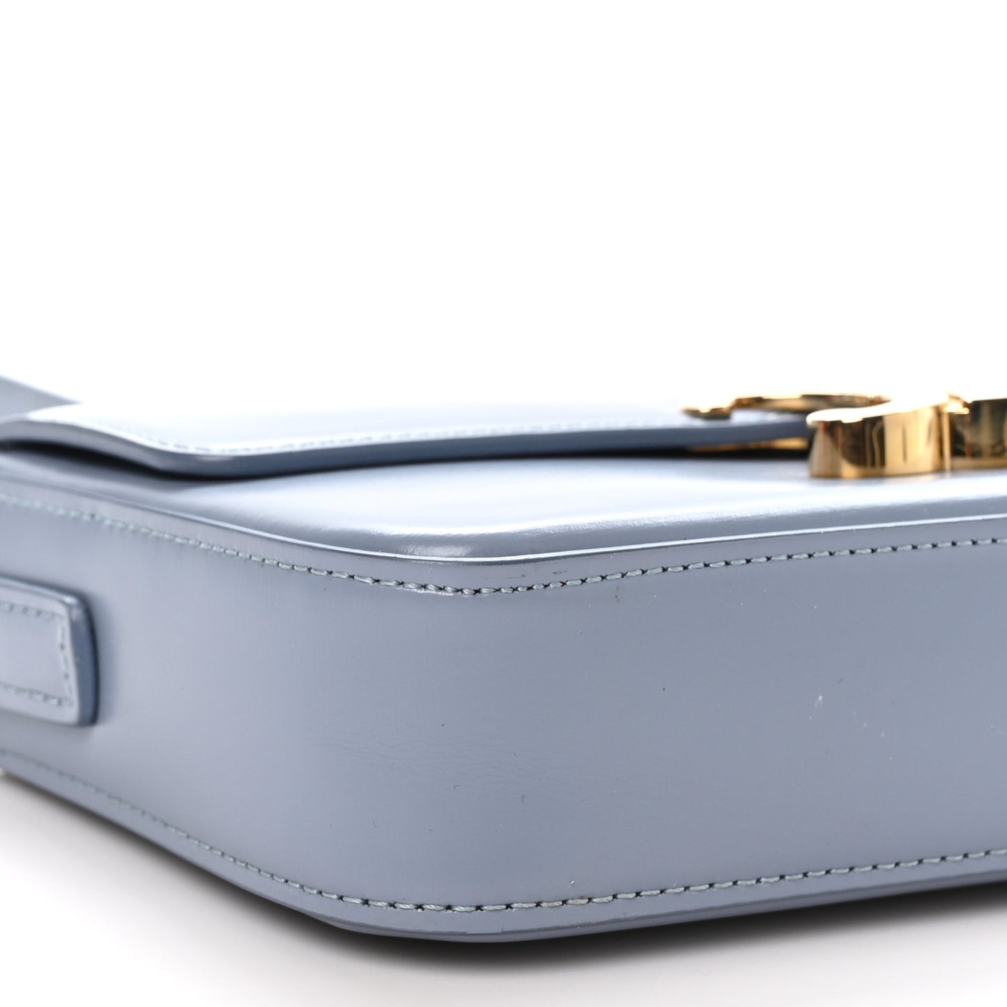 Shiny Calfskin Triomphe Shoulder Bag Arctic Blue