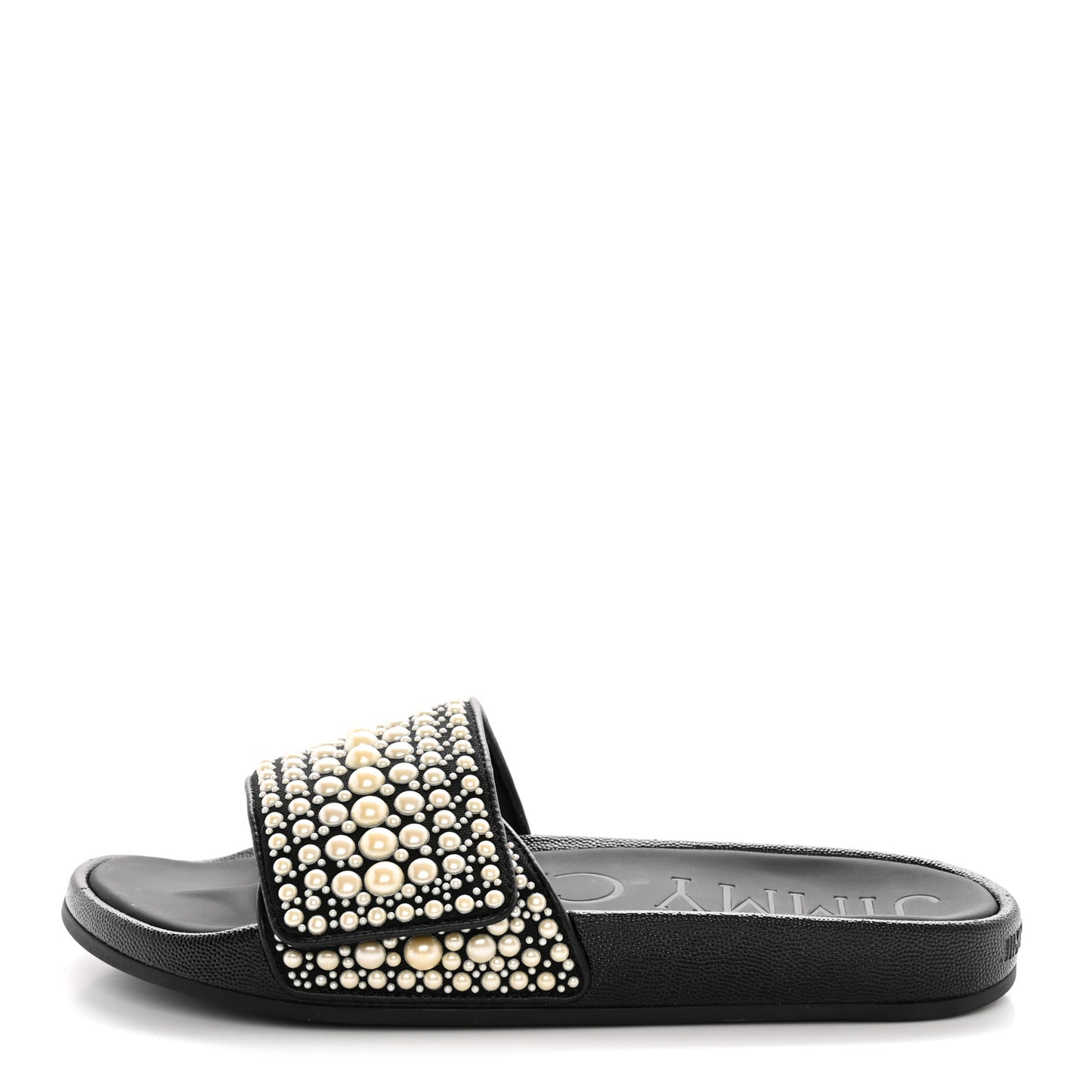 Canvas Pearl Embellished Fitz Slide Sandals 40 Black