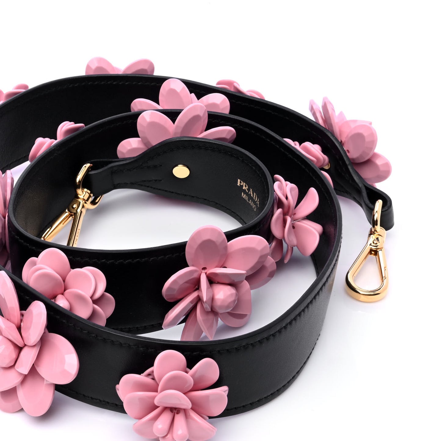 Calfskin Plexiglass Flower Shoulder Strap Black Pink