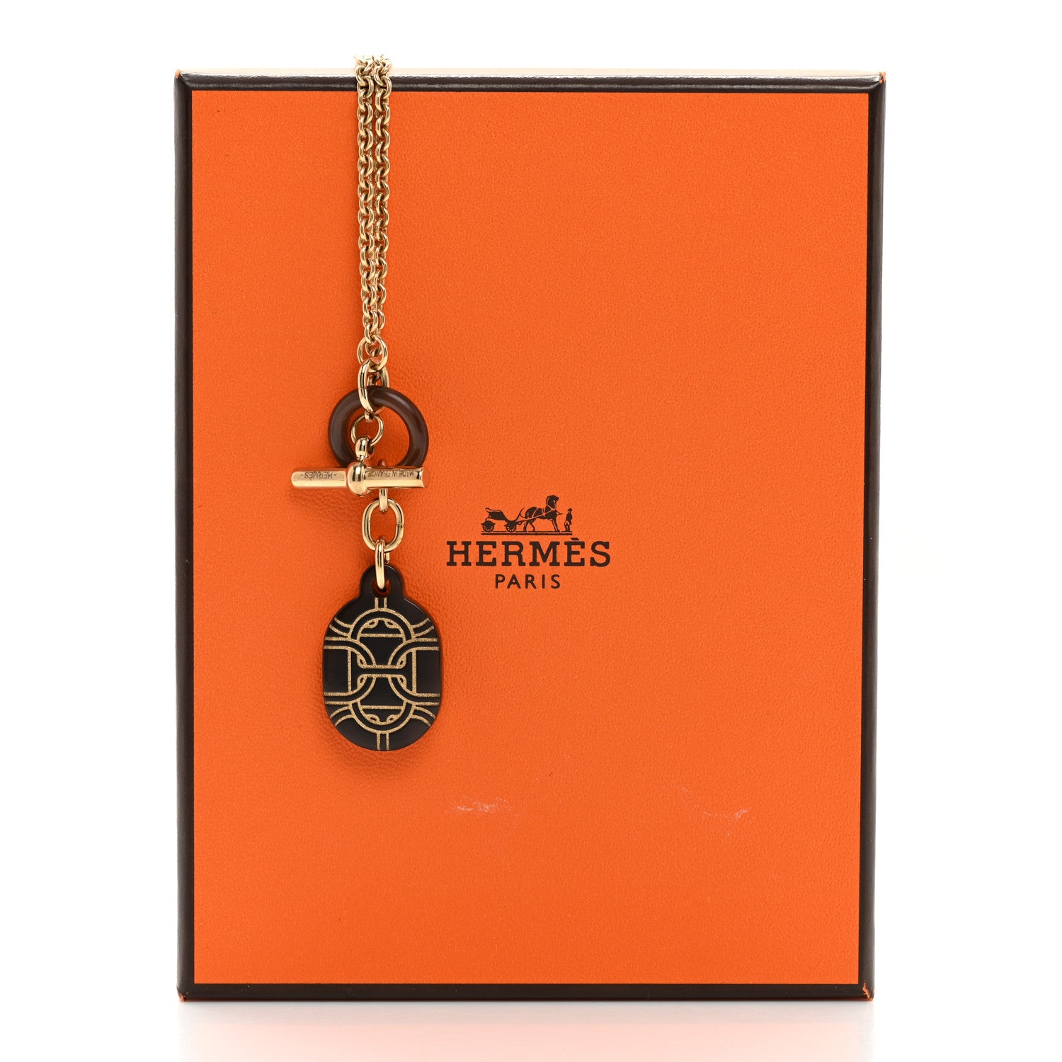 Hermes Permabrass Buffalo Horn Chaine d'Ancre Finish Pendant Necklace Dore 7 of 7