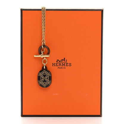 Hermes Permabrass Buffalo Horn Chaine d'Ancre Finish Pendant Necklace Dore 7 of 7