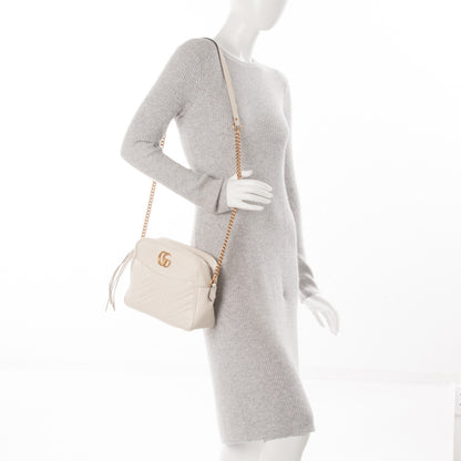 Gucci Calfskin Matelasse Medium GG Marmont Chain Shoulder Bag Mystic White 2 of 11