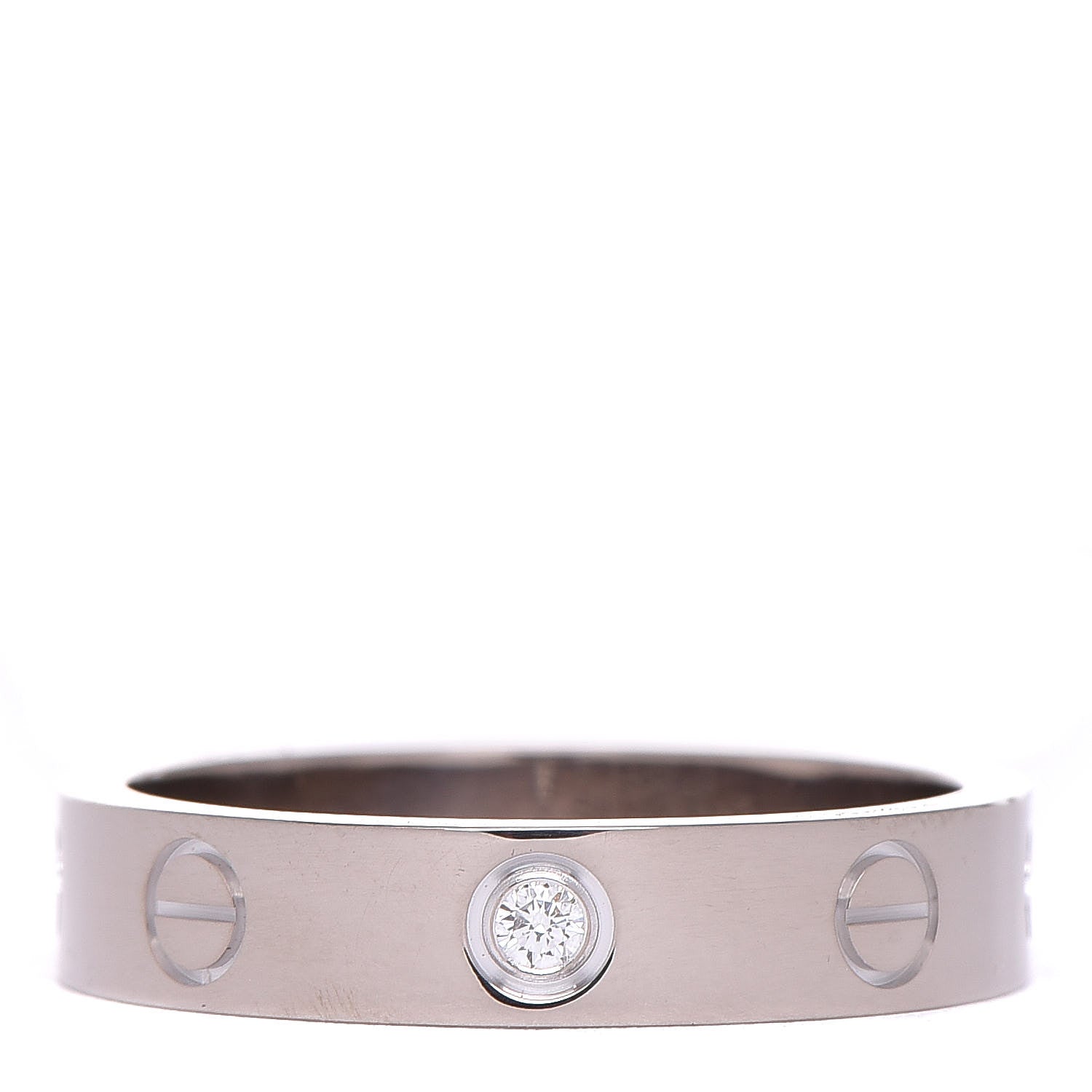 Cartier 18K White Gold Diamond 4mm LOVE Wedding Band Ring 52 6 1 of 5