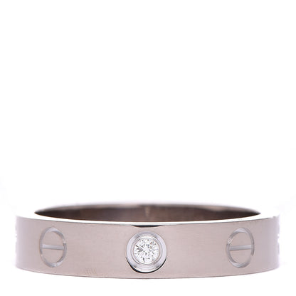 Cartier 18K White Gold Diamond 4mm LOVE Wedding Band Ring 52 6 1 of 5