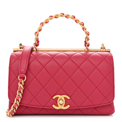 Chanel Lambskin Quilted La Parisienne Top Handle Flap Pink 1 of 10